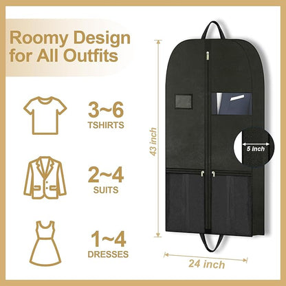Large Heavy Duty Clothing Storage Bag with Hanging Hook, Breathable Zippered Garment Organizer for Travel, Dresses, Suits and Coats, Moving and Closet Protection