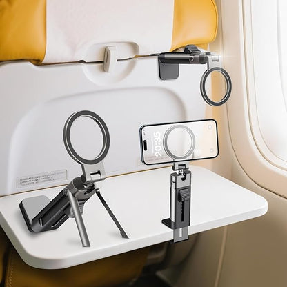 Airplane Phone Holder Mount,360° Adjustable Hands-Free Mount,Handsfree Airport Mount Long Flight Must Haves for Woman Man Fits iPhone 17 16 15 14 Pro Max Series