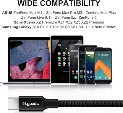 etguuds Long USB A to USB C Cable 10ft, 2-Pack Fast Charging Type C Charger Cord for iPhone 17 16 15 Pro Max Plus Air 16e, Samsung Galaxy S25 S24 S23 S22 S21 S20 S10 Note 20 A17 A16 A15 A26 A36 A56