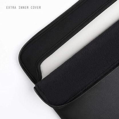 Comfyable Slim Protective Laptop Sleeve 14 Inch Snugly Compatible with MacBook Pro 14-inch M5 M4 M3 M2 M1 Pro/Max 2025, PU Leather Bag Waterproof Cover Notebook Computer Case for Mac, Black