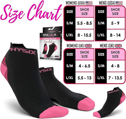 Physix Gear Short Compression Socks for Men & Women - Best Low Compression Socks Women & Men Ankle Socks with Arch Support