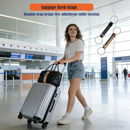 Multi Use Strong Adjustable Luggage Connector Straps， Elastic Adjustable Luggage Strap, Multifunctional Elastic Luggage Strap with Buckle, Convenient to Carry, Easy to Travel (Black-3pcs)