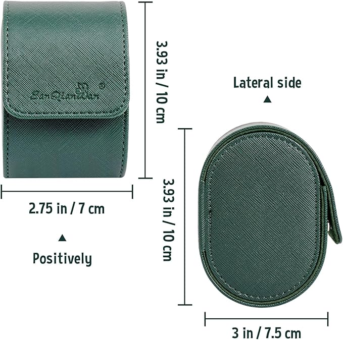 SANQIANWAN Single Travel Storage Watch Roll Portable PU Leather Watch Case Box for Men with Button Style Removable Watch Pillow Watch Display Roll (Dark Green)