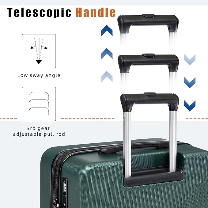 Expandable Luggage Sets 5 Piece,Suitcases with Detachable Wheels,ABS Hard Case Luggage with TSA Lock Spinner Wheels,Carry On Luggage Set