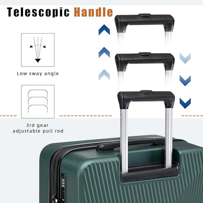 Expandable Luggage Sets 5 Piece,Suitcases with Detachable Wheels,ABS Hard Case Luggage with TSA Lock Spinner Wheels,Carry On Luggage Set
