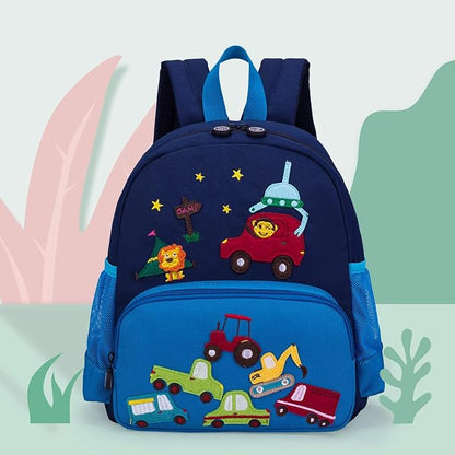 willikiva Cute Zoo Little 3d Backpack Kids Backpack for Boys and Girls Toddler Backpack Waterproof Preschool (Blue Car)