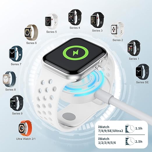 3 in 2 Charger Cable for Apple Watch, Fast Phone Watch Charger USB C Multi Fast Charging Cable Compatible with iWatch Ultra/SE/10/9/8/7/6/5/4/3/2/1 & iPhone 16/15/14/13/12,6ft (Green)