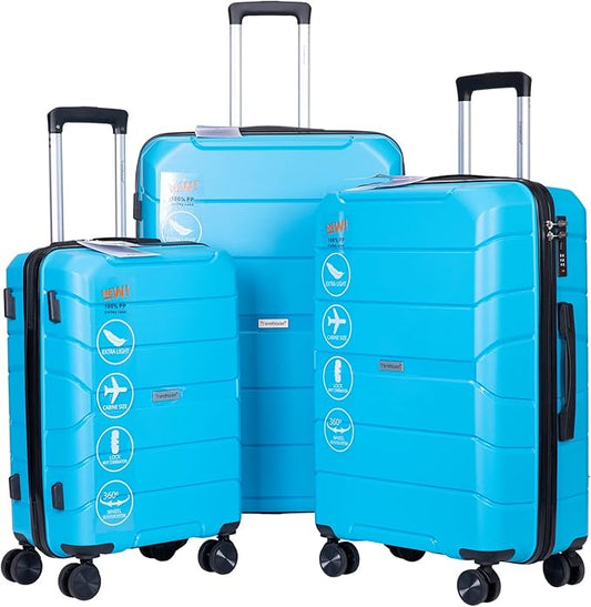 Travelhouse Luggage Sets, Expandable Hardside Suitcases 24in/28in, Carry on 20in,3 Piece Set Travel Luggages Clearance with Double Spinner Wheels TSA Lock Lightweight (Blue-31)