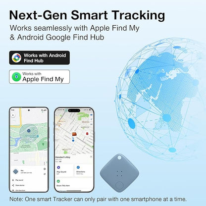 OTIC Smart Tracker Works with Apple Find My & Google Find Hub, for Dual-System Tracking Device Item Finder,Key Luggage Passport,Replaceble Battery(Blue, 4 Pack)