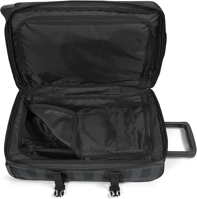 EASTPAK Tranverz S – 42L Large Wheeled Luggage with Dual Compartments, TSA Lock, Compression Straps & Smooth-Wheeling System, Checker Dark Grey