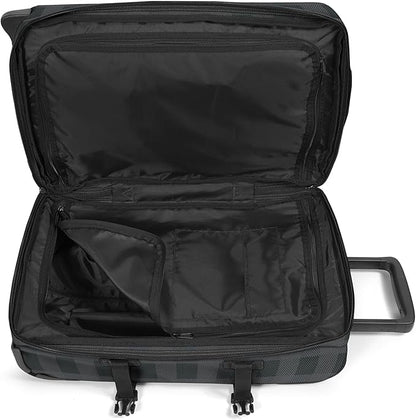 EASTPAK Tranverz S – 42L Large Wheeled Luggage with Dual Compartments, TSA Lock, Compression Straps & Smooth-Wheeling System, Checker Dark Grey