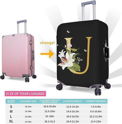 Decorative U Suitcase Protectors Elastic Washable Luggage Covers With Concealed Zippers For 18-32 Inch Luggage (Size S: Fits 18-21 Inch)