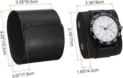 HARFINGTON Watch Roll Travel Case Single Slot Portable Leather Watch Case for Men and Women, Watches Storage Organizer with Removable Pillows for Traveling, Display, Home Storage, Black