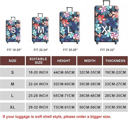 WUJIAONIAO Travel Luggage Cover Baggage Suitcase Cover Protector Skins 18-32 Inch (Flower, XL (for 29-32 inch luggage))