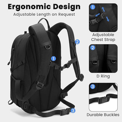 20L Lightweight Hiking Daypack, Small Hiking Travel Backpack for Women men (Black)
