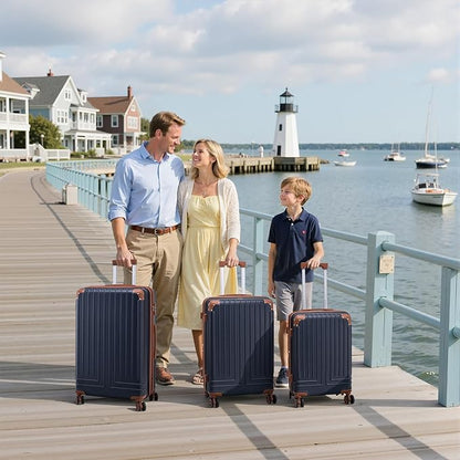 KUNEL Expandable 5 Piece Luggage Sets with Detachable Spinner Wheels and TSA Lock, Unisex Hardside ABS Suitcase Set, Hardshell Lightweight Waterproof Travel Hard Case Suitcases with Wheels, Darkblue