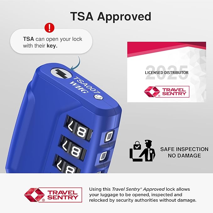 Puroma 2 Pack TSA Approved Luggage Locks, 4 Digit Combination Travel Locks Resettable Code Lock with Zinc Alloy Body for Suitcase, Toolbox, Backpack, Bag, Gym Locker (Basic Blue)