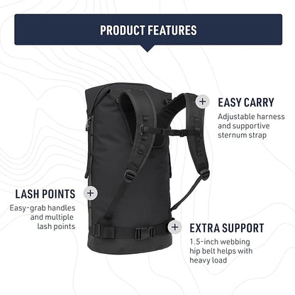 Sea to Summit Big River Dry Backpack with Adjustable Harness, 75 Liter, Jet Black