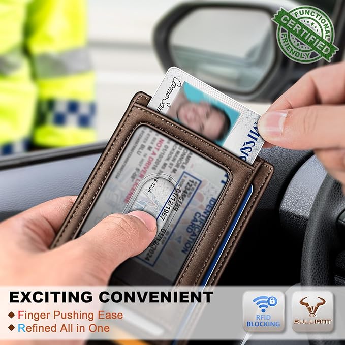 BULLIANT Men Wallet,Slim Leather Wallet Money Clip Card Hodler For Men Gift 8 Cards RFID Blocking