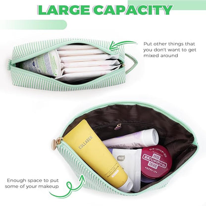 Personalized Makeup Bag for Women Girls - Fashion Cosmetic Bag Trendy Travel Toiletry Bag with Initials Letter - Teen Gifts - Green,G