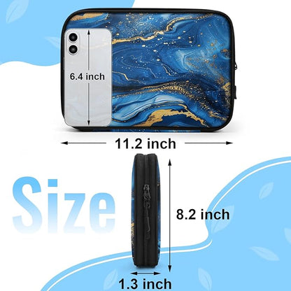 Cable Organizer Travel Blue Swirls Marble Electronics Tech Accessories Carry Pouch Waterproof Large Cord Organizer Case for Power Bank Charger Phone Earphone