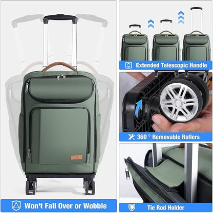 Lekebobor Travel Rolling Backpack, 18 inch Waterproof Bag with 360° Wheels for 15.6" Laptop, Convertible Airline Approved Travel Back Pack for Men & Women, Business, Commuter