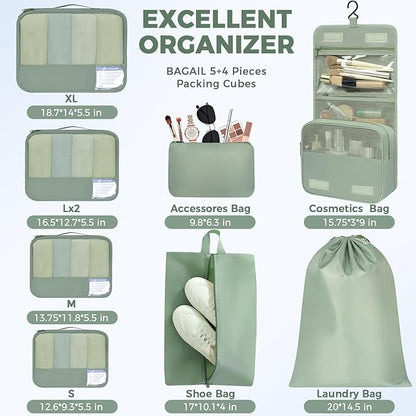 BAGAIL 9 Set Packing Cubes Luggage Packing Organizers for Travel Accessories