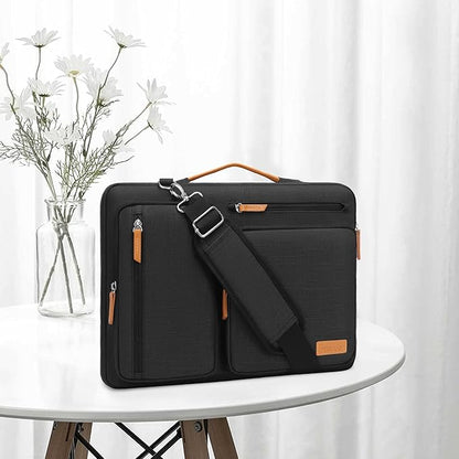 MOSISO 360 Protective Laptop Shoulder Bag,17-17.3 inch Computer Bag Compatible with MacBook, HP, Dell, Lenovo, Asus Notebook,Side Open Messenger Bag with 4 Zipper Pockets&Handle, Black