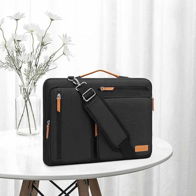 MOSISO 360 Protective Laptop Shoulder Bag,13-13.3 inch Computer Bag Compatible with MacBook, HP, Dell, Lenovo, Asus Notebook,Side Open Messenger Bag with 4 Zipper Pockets&Handle, Black