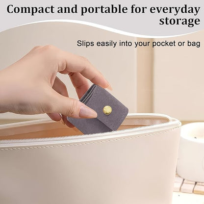 3PCS Mini Travel Jewelry Bag Organizer – Foldable Velvet Portable Pouch with Buckle, Multi-Compartment Small Jewelry Case for Rings, Earrings,Necklaces – Compact Storage Gift for Women Travelers