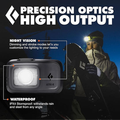 BLACK DIAMOND Astro 300-R Rechargeable Headlamp | 300 Lumens | Micro-USB Charging | Compact, Dimmable Light for Camping & Hiking | Graphite