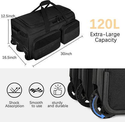 Rolling Duffle Bag with Wheels,120L Large Deployment Bag,Waterproof Military Duffle Bags for Tactical Military Deployment Camping