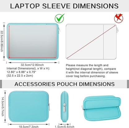 RAINYEAR 13 Inch Laptop Sleeve Compatible 13.3" MacBook Air/Pro M1 M2 M3 M4 A3240 A3113 A2681 A2337 A1932 A2179 A2338 A1706 A1708 Case Bag with Front Pocket Accessories Pouch (Blue, Upgraded Version)