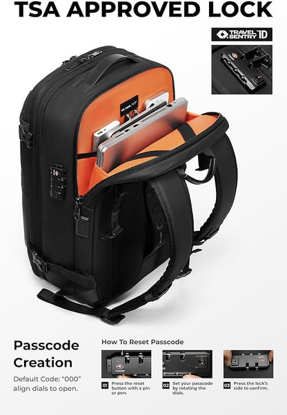AirVault Vacuum Seal Travel Backpack 60L with Expandable Vortex Air Compression Vacuum System Water Resistant TSA Lock (Vacuum Pump Included, Black, 60L)