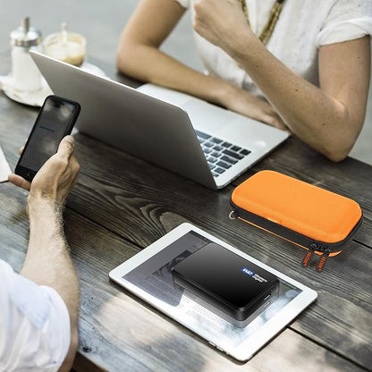 Orange Shockproof Hard EVA Carrying Case Travel Pouch for External Hard Drive, Power Bank, Cell Phone, Cable, Cord - Portable Small Electronic Accessories Organizer Storage Zipper Pouch