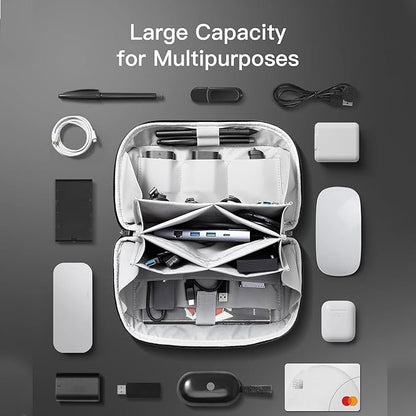 Electronics Travel Organizer - 180° Opening Tech Pouch, Waterproof Cable Storage Case, Portable Durable Design, Multi-Layer Organizer | Travel Bag for Wires, Chargers, Gadgets, Cosmetics, Office Daily