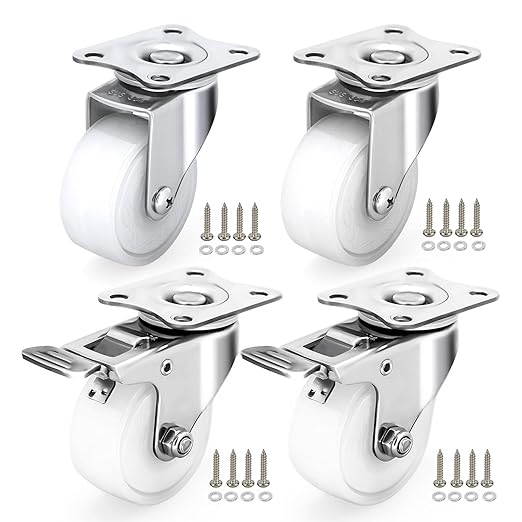 2 Inch Stainless Steel Caster Wheels with Brake, Anti-Rust Outdoor Swivel Casters Set of 4, Durable Polyamide PA Wheels for Furnitures,Labs,Restaurants