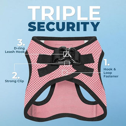 Best Pet Supplies Voyager Step-in Air Harness - All Weather Mesh, Reflective, No Pull Harness for Dogs, Cats - Secure with Hook & Loop Fastener, Buckle, Double D-Rings - Pink/Black Trim, XS