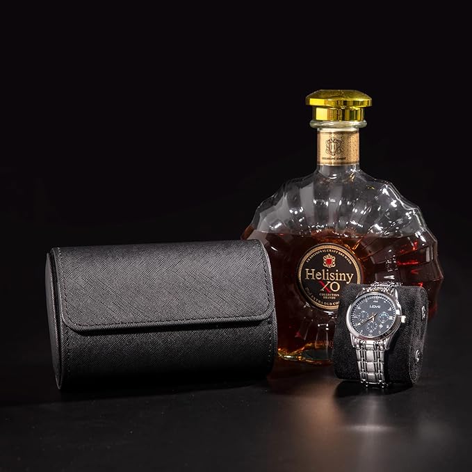 MR.OKAY 2 Watch Travel Case- Classic Leather Watch Case With Superb Texture.Portable Watch Roll Or Organizer For Storage And Display. Best Travel Gift for Men,All Handcrafted By Artisans.