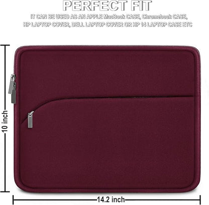 Laptop Case 14 inch, Slim Portable Monitor Protective Cover with Front Pocket, Traveling Carrying Laptop Sleeve Compatible for MacBook Air/Pro, HP, Dell, Lenovo, Acer, Wine Red