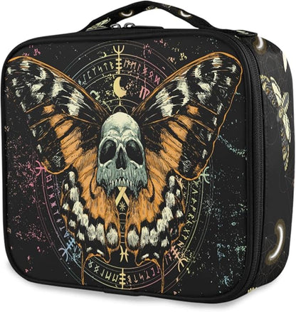 MNSRUU Women Makeup Bag Mysterious Skull Horoscope Death Moth Butterfly Makeup Bag Organizer Travel Cosmetic Bag for Teenage Girl Clear Make Up Bags with Zipper