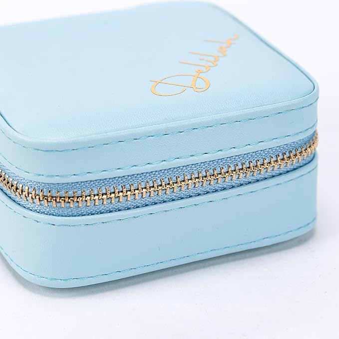 Angelina's Palace Personalized Jewelry Case with Name Engraved,Custom Leather Travel Jewelry Organizer Box for Rings,Earrings,Necklaces,Birthday Bridesmaid Gift For Women