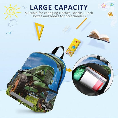 Old farm Tractor Kid's Toddler Backpack for Boys Girls Preschool Nursery with Safety Leash (012216)