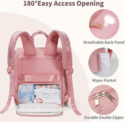 CEI-CEI Diaper Bag Backpack for Mom and Dad, Puffer Baby Bag Backpack with Insulated Pocket, Water-Resistant, Unisex Travel Backpack with Changing Pad & Stroller Straps