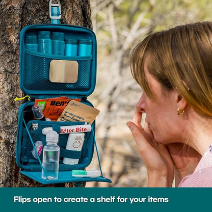 Adventure Ready Adventure Hanging Toiletry Kit - Camping Toiletry Bag with Soap Flakes, Compressed Towelettes, Toothbrush, Mirror & More