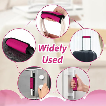 2 Pack Luggage Handle Wraps for Suitcase, Bright Color Comfort Soft Handle Covers Suitcase Luggage Handle Wrap Luggage Tag Wraps Travel Accessories (Rose Red)