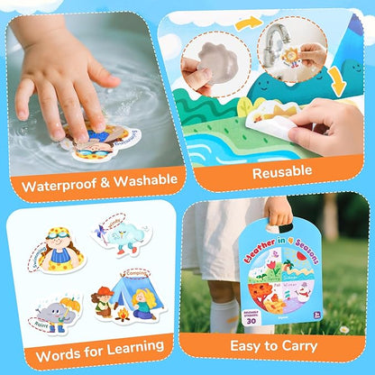 JoyCat Reusable Sticker Book - Jelly Stickers for Toddlers, Kids Sticker Activity Book, Travel Toys for Road Trip, Car & Airplane, Educational Learning Gifts for Boys and Girls Ages 3-5 (Weather)
