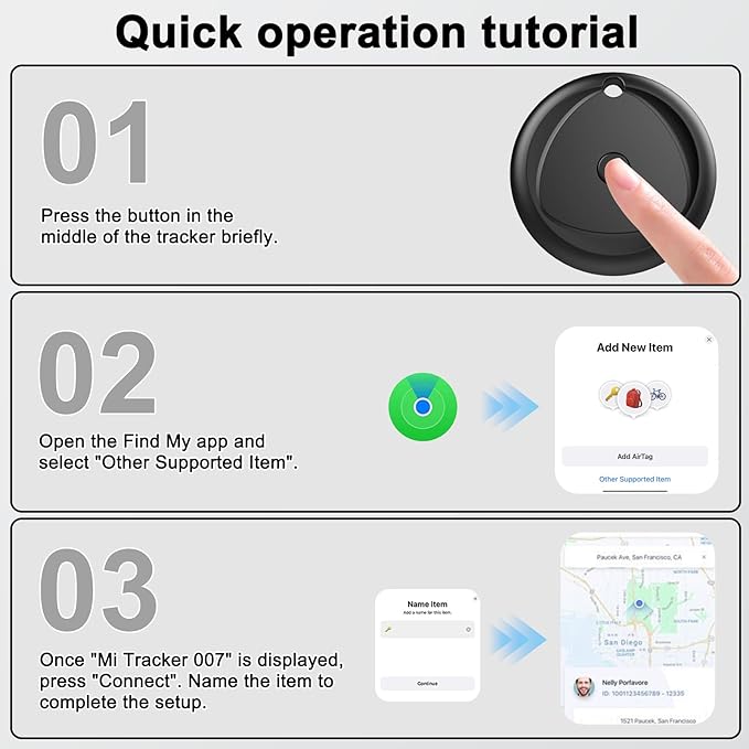 Tracker Tags-2 Pack Work with Apple Find My (iOS Only), [Apple MFi Certified] Key Finder and Item Locator, New Bluetooth 5.3 Tracker, Replaceable Battery Smart Tag for Keys, Wallet, Luggage etc