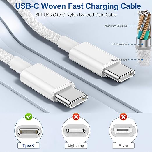 iPhone 17 16 Charger,2Pack USB C Wall Charger Block Chargers Fast Charging with 10FT USBC to C Woven Cable for iPhone 17/17 Pro/17 Pro Max/17 Air/iPhone 16/16 Plus/16 Pro Max/16E/15/15 Pro,iPad Pro