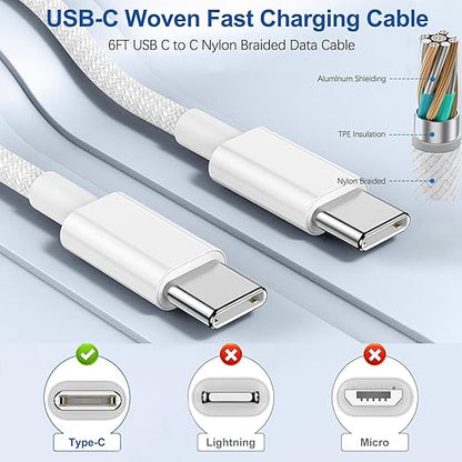 iPhone 17 16 Charger,2Pack USB C Wall Charger Block Chargers Fast Charging with 10FT USBC to C Woven Cable for iPhone 17/17 Pro/17 Pro Max/17 Air/iPhone 16/16 Plus/16 Pro Max/16E/15/15 Pro,iPad Pro